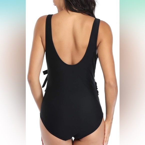 NWT Summer Mae Maternity One Piece Tie Front Bathing Swimsuit, Size Large - Picture 3 of 12